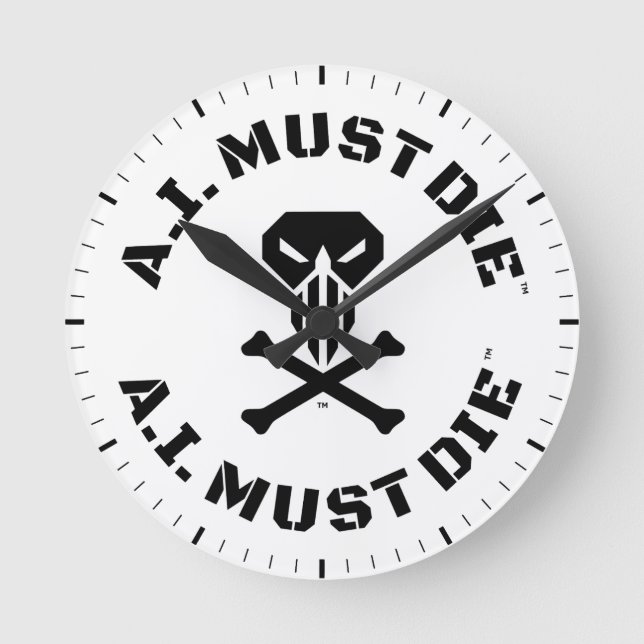 A.I. Must Die™ Logo (Military Font) Wall Clock (Front)