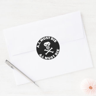 A.I. Must Die™ Logo (White Font) Stickers (20)