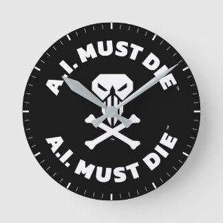 A.I. Must Die™ Logo (White Font) Wall Clock
