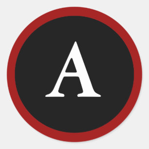 A : Initial A Letter A Red, White & Black Sticker