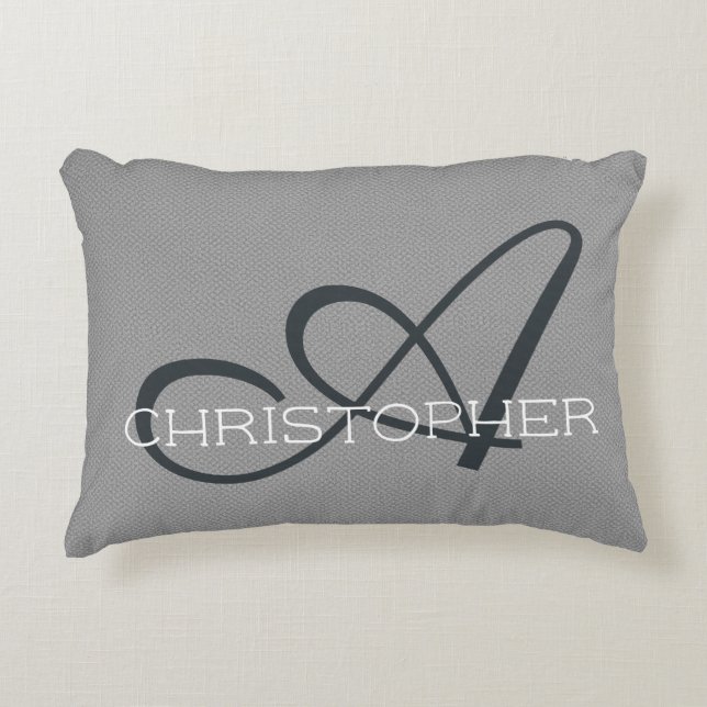 A Initial Custom Name Template Grey Black White Decorative Cushion (Front)