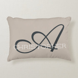 A Initial Personalised Name Tan Monogram Decorative Cushion