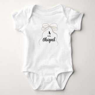 A is for Abigail Name Reveal Outfit Baby Bow Girl Bodysuit