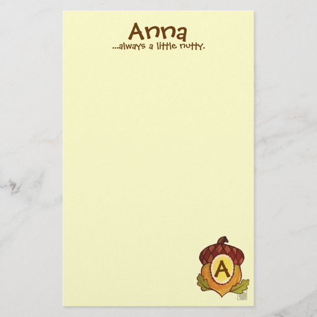 A is for Acorn Personalised Stationary Stationery (Front)