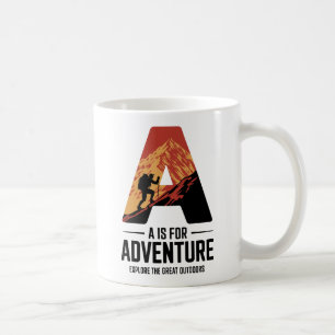 A Is for Adventure Hiking Mountain Design Coffee Mug