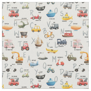 A is for Aeroplane B is for Bus - abc transportati Fabric