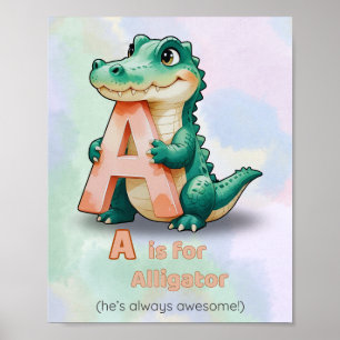 A is for Alligator – Alphabet Nursery Poster