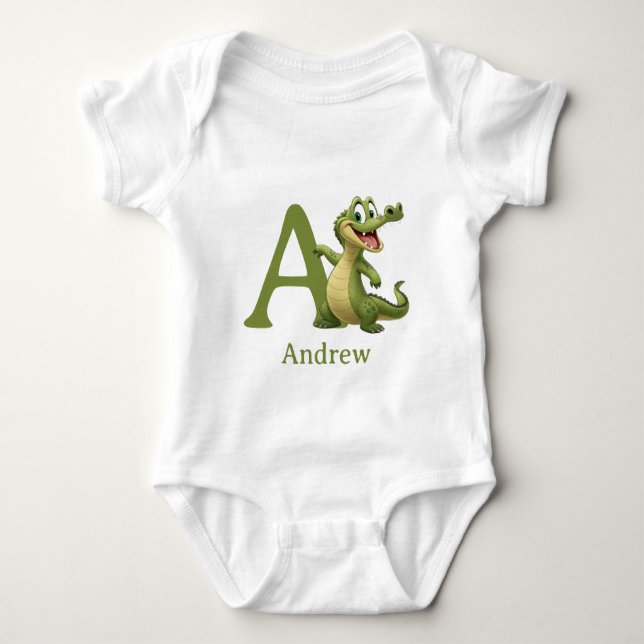 A is for Alligator Personalise Baby Bodysuit (Front)