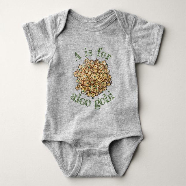 A IS FOR Aloo Gobi Indian Cuisine Food Baby Bodysuit (Front)