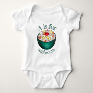 A is for Ambrosia Coconut Marshmallow Fruit Salad Baby Bodysuit