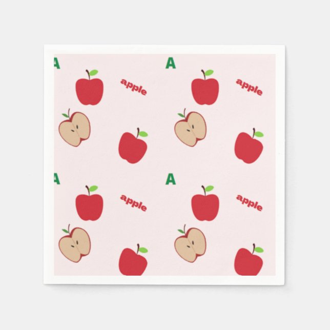 A is for apple pink napkin (Front)