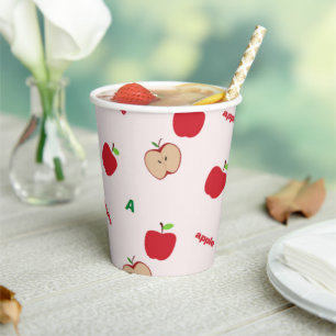 A is for apple pink paper cups