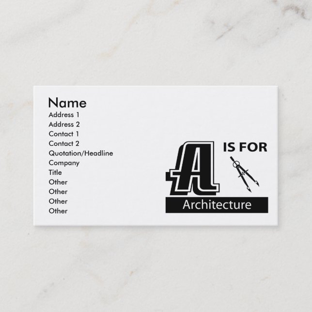 A Is For Architecture Business Card (Front)