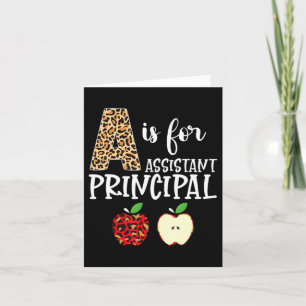 A Is For Istant Principal Leopard Print Apple Back Card