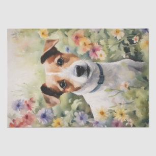 : A Jack Russell in Flowers Decoupage Tissue Paper
