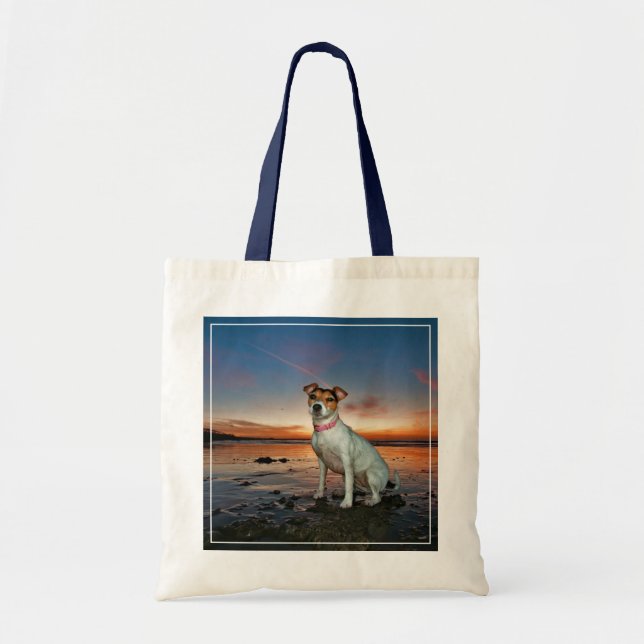 A Jack Russell Sitting Beach | Brighton Beach Tote Bag (Front)