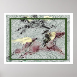 a _Japanese horse samurai art equestrian sumi Poster