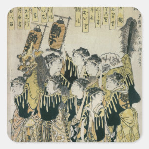 A Japanese Orchestra, Tosa School Square Sticker