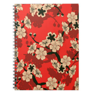 a Japanese style seamless tile with a cherry tree Notebook