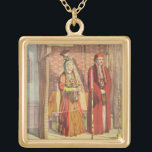 A Jewish Marriage, engraved by Charles Parsons, 18 Gold Plated Necklace<br><div class="desc">Image:83446  A Jewish Marriage,  engraved by Charles Parsons,  1862 (litho). Lennep,  H.J. van (19th century) (after). Private Collection,  The Stapleton Collection.  Art,  Fine Art.</div>