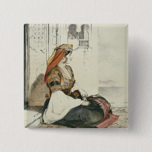 A Jewish Woman of Gibraltar, from 'Sketches of Spa 15 Cm Square Badge