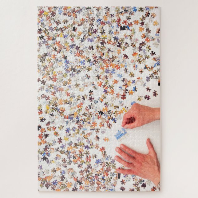 A jigsaw Puzzle of an un assembled jigsaw puzzle (Vertical)