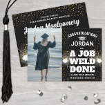 A Job Weld Done Torch & Sparks Welder Graduation Invitation<br><div class="desc">Share the joy of a welding school graduation and invite family and friends to celebrate with custom photo "A Job Weld Done" party invitations. The picture and all wording are simple to customise or delete, including funny quote. (IMAGE PLACEMENT TIP: An easy way to centre a photo exactly how you...</div>