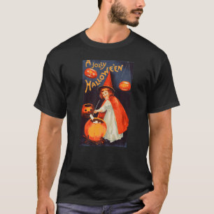 A Jolly Halloween Cute Retro Vintage Witch Women's T-Shirt