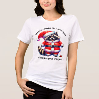 A jolly racoon celebrating Christmas in style Tri-Blend Shirt