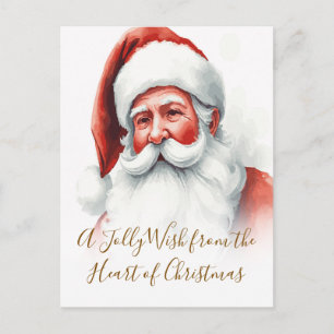 A Jolly Wish from the Heart of Christmas Santa Postcard