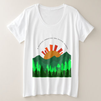 A Journey Through the Silent Slopes Retro Mountain Plus Size T-Shirt