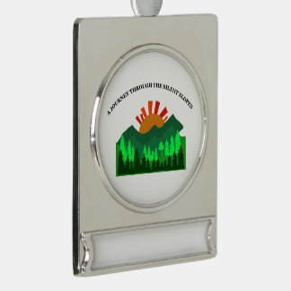 A Journey Through the Silent Slopes Retro Mountain Silver Plated Banner Ornament