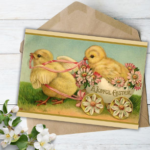 A Joyful Easter Vintage Chicks Custom Holiday Card