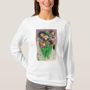 A Joyful Easter Violets with Women Heads Scene T-Shirt