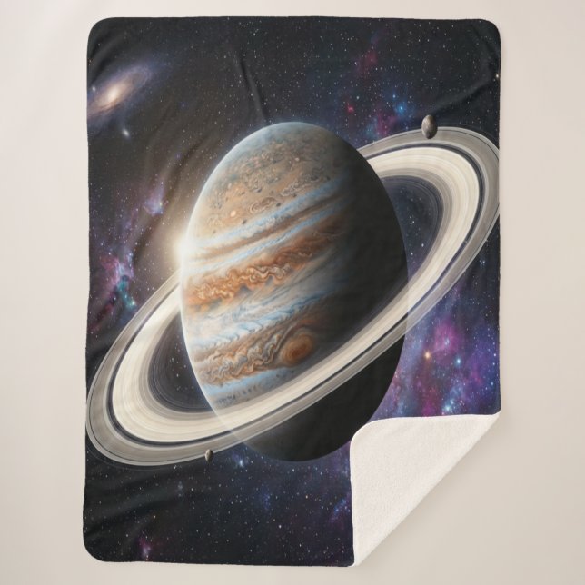 A Jupiter with Rings Sherpa Blanket (Front)