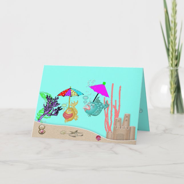 A "Just Because" Greeting Card with 2 Funny Fishes (Front)