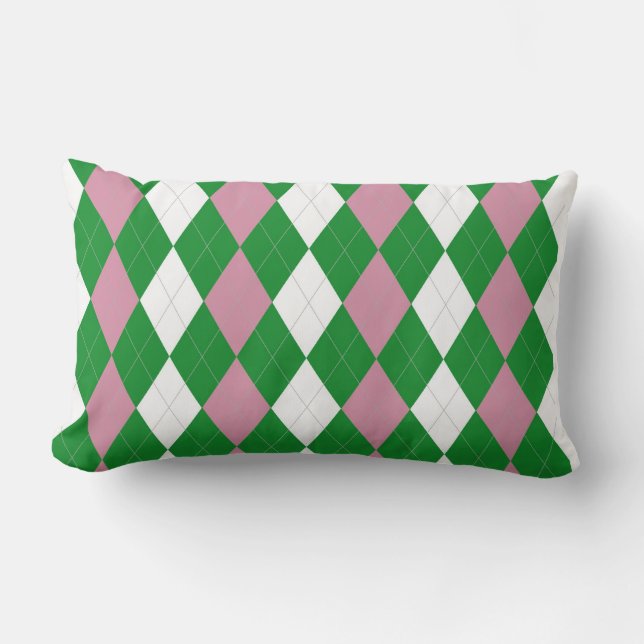 A.K.A Pink & Green Argyle Throw Pillow (Front)