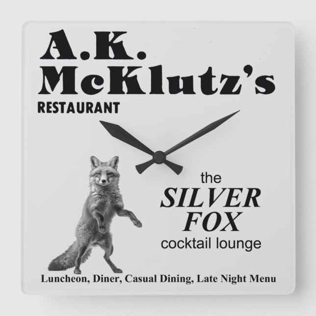 A. K. McKlutz's Restaurant, Arlington Heights, IL Square Wall Clock (Front)