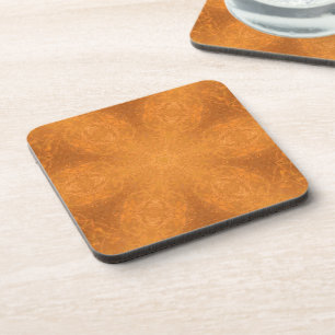 A Kaleidoscope of a Burnt Orange Star   Coaster