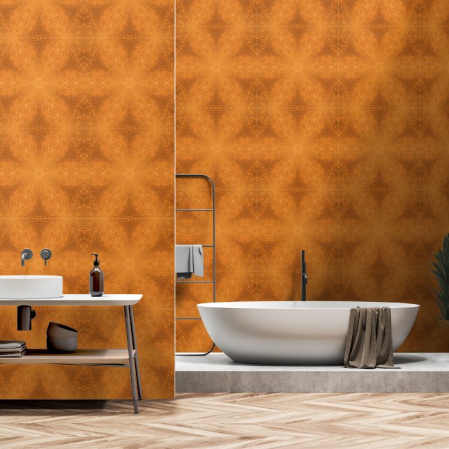 A Kaleidoscope of a Burnt Orange Star  Wallpaper (Bathroom)