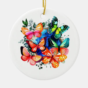 A Kaleidoscope Of Butterflies Ceramic Tree Decoration