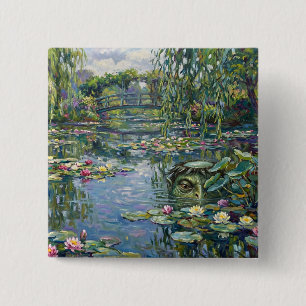 A kappa has been added to Claude Monet's "Water Li 15 Cm Square Badge