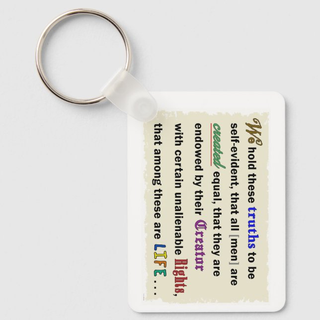 A keychain with a declaration. (Front)