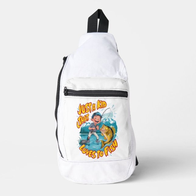 A Kids Fishing Passion Sling Bag (Front)