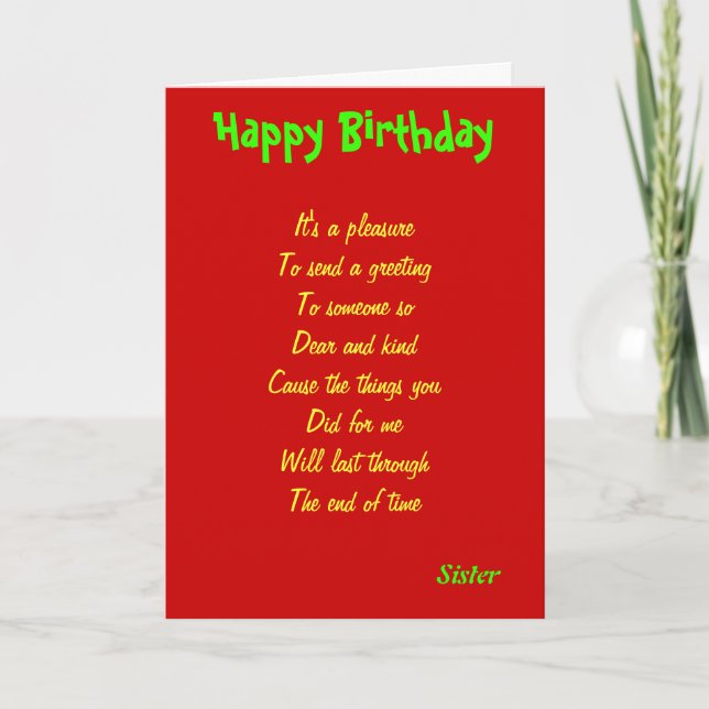 A kind sister birthday cards (Front)