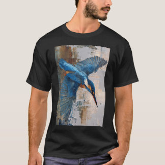 A Kingfisher flying over water, Birds in Motion T-Shirt