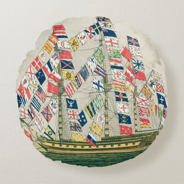 A King's Ship Round Cushion (Front)