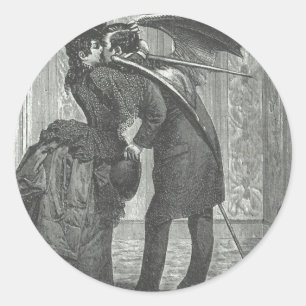 A Kiss Victorian/Gothic Winged Vampire Classic Round Sticker