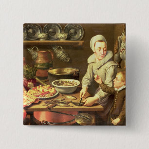 A Kitchen Interior 15 Cm Square Badge