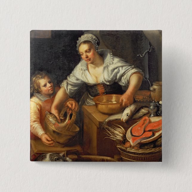 A Kitchen Scene 15 Cm Square Badge (Front)